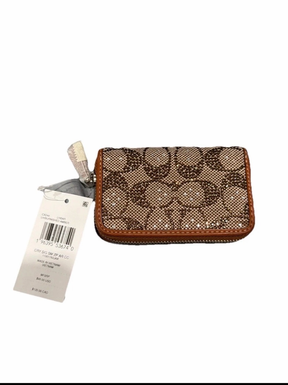 COACH Essential Amber small Zip around Card Case in Crystal Signature Jacquard - Picture 2 of 3